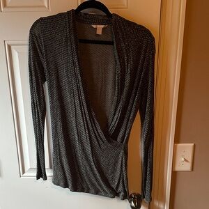 Banana Republic Charcoal Drape Front Blouse
